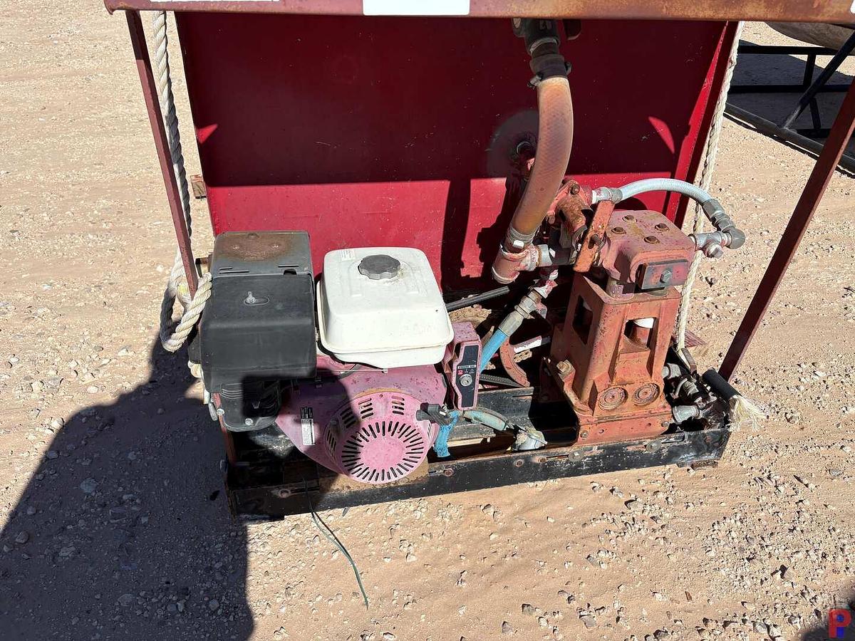 Used 80” X 45” X 45” OIL TANK W/ BEAN TRANSFER PUMP & HONDA GAS ENGINE