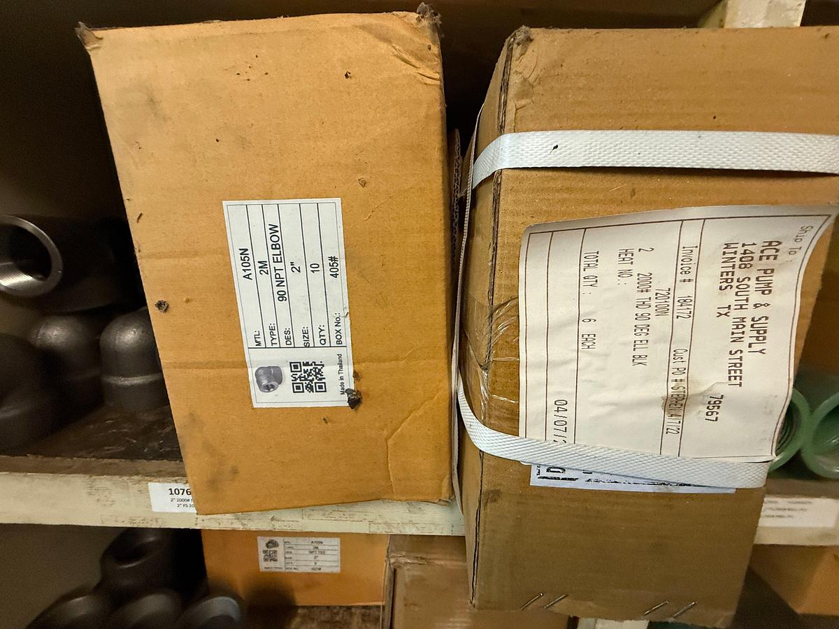 Used SECTION OF (100+) MOSTLY 1/8” THRU 3” 2K WP HEAVY WALL PIPE FITTINGS