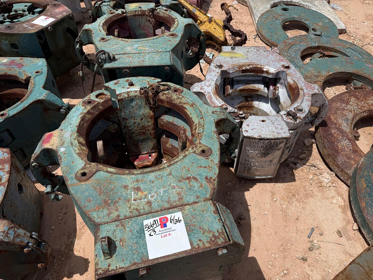 Used (3) BJ, TEXAS INTERNATIONAL, VARCO 250-TON SLIP TYPE SPIDER CASING ELEVATORS