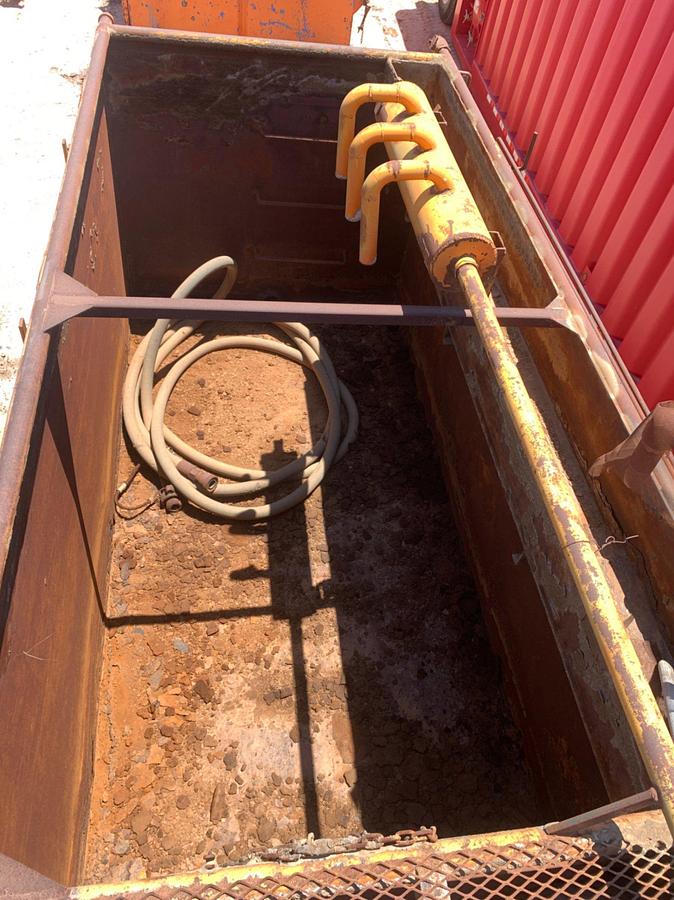 Used 21’ L x 9’ W x 8’ T 115 Bbl Open Top Skidded Tank