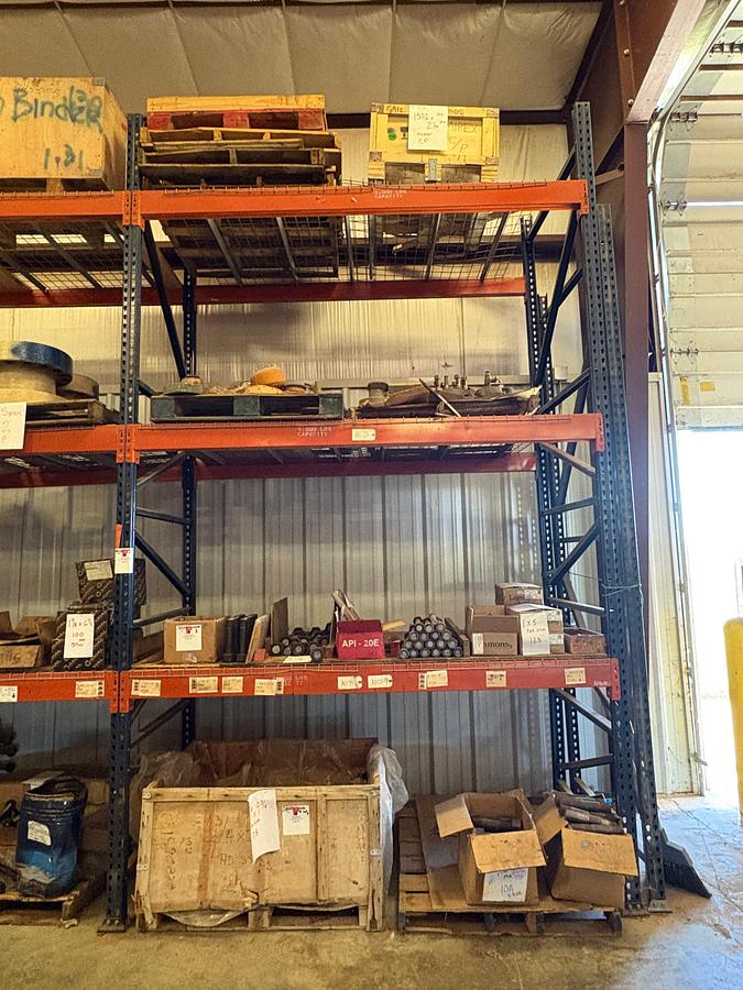 Used Contents of (4 shelves) w/ assortment of stud bolts, landing flanges, weco flanges