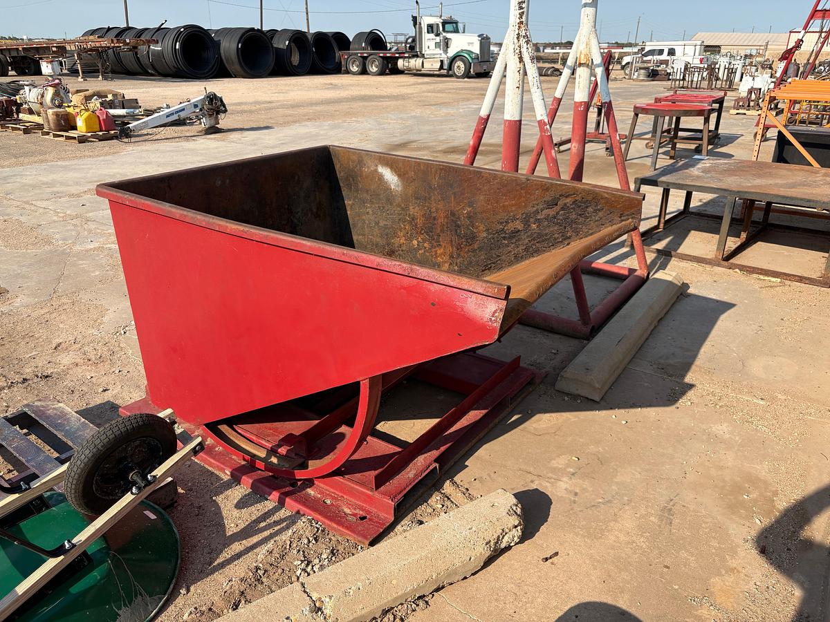 Used 4’ x 4’ x 7.5’ A-frame rack & 6’ x 5’ x 3.5’ self dumping hopper