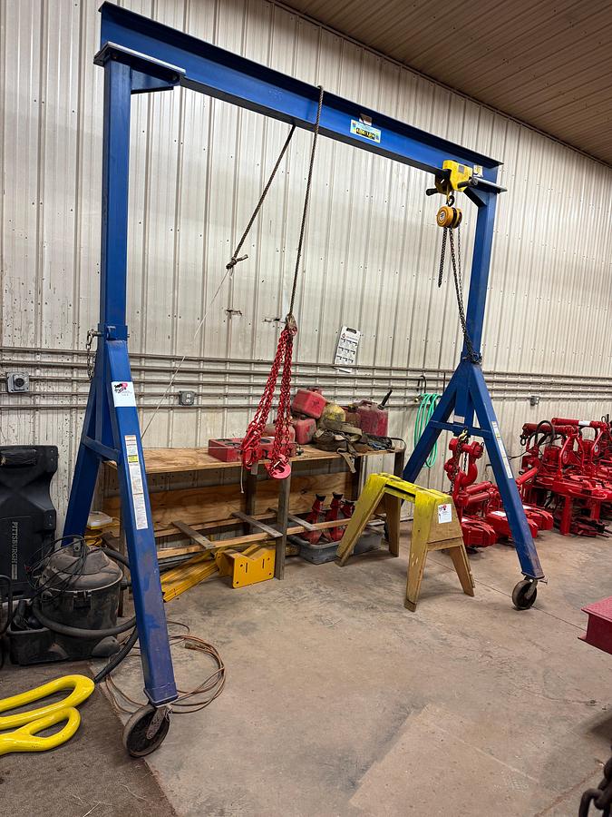 Used 2 TON PORTABLE GANTRY CRANE W/ REESE 1 TON HOIST