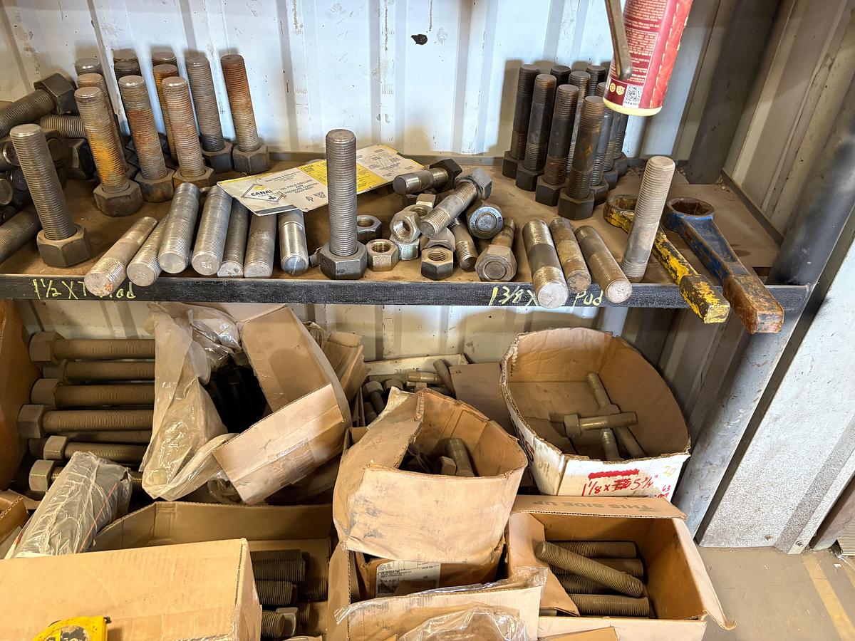 Used Lot of assorted stud bolts & nuts, 3/4” x 5-1/12” to 1-1/2” x 7-1/4” sizes