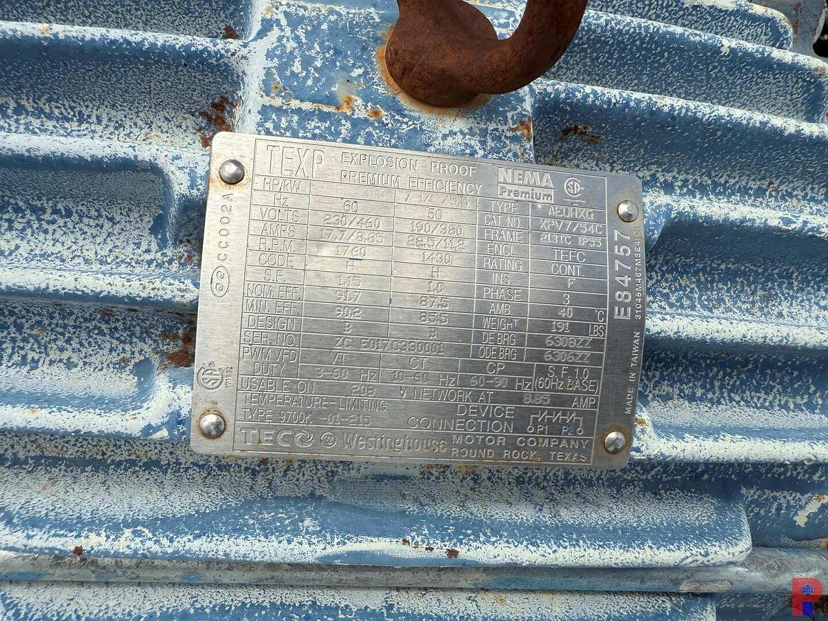 Used 27’L X 10’W X 6.5’H 2-COMPARTMENT 260 BBL. MIXING TANK P/B (4) 75 HP ELECTRIC MOTORS