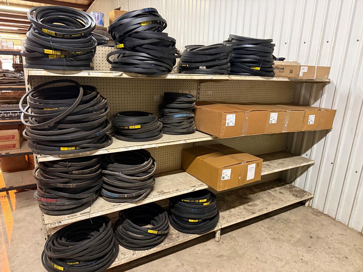 Used SECTION OF (90+) MOSTLY GOODYEAR C-SECTION BELTS SIZE RANGE C165 THRU C360 & (1) C210 POWERBAND V-BELTS