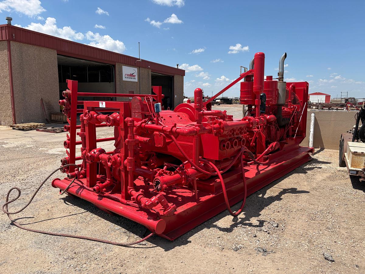 Used Gardner Denver PAH triplex pump mtd on 21’ x 8’ skid