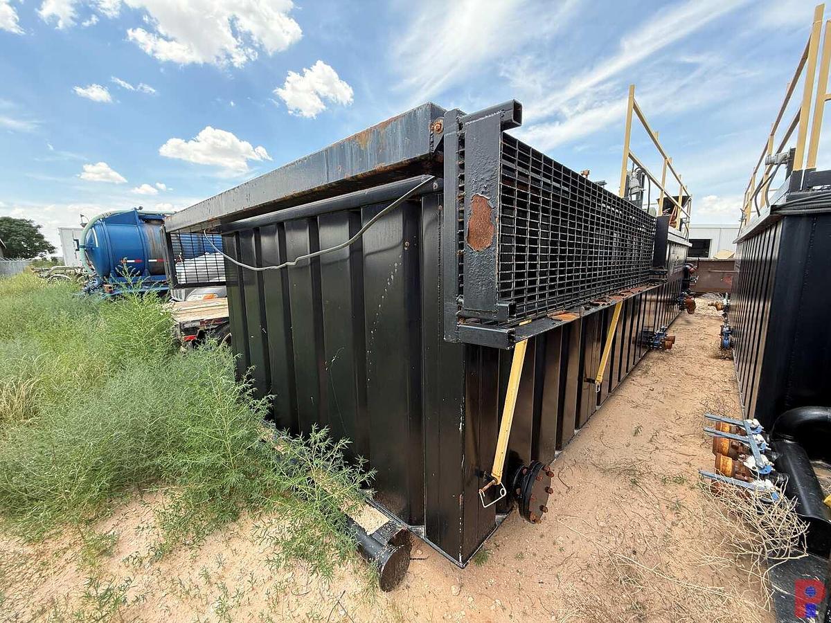 Used 35’L X 10’W X 6.5’H 4-COMPARTMENT 260 BBL MIXING TANK P/B (3) 75 HP ELECTRIC MOTORS