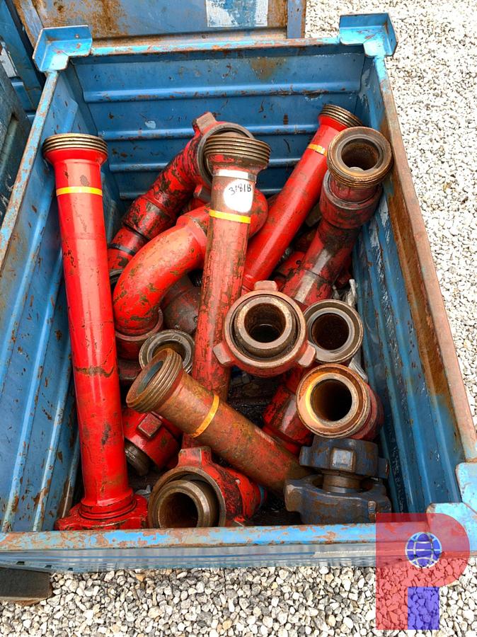 Used 2 BINS OF (20) 3” FIG 1502 15K WP STYLE 10 & STYLE 50 CHIKSANS, PUP JTS, AND 45’S