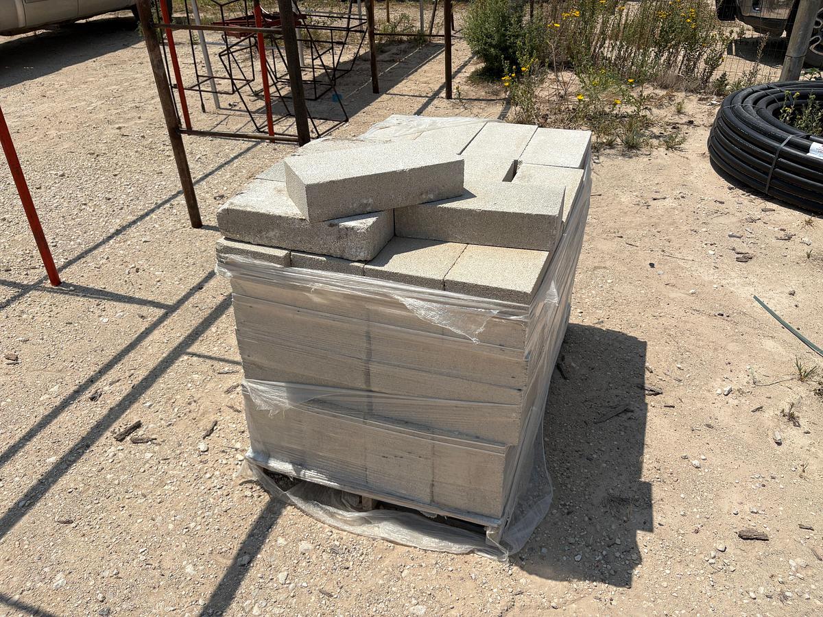 Used Pallet w/ (96) 15-1/2” x 7-1/2” x 3-1/2” concrete pavers