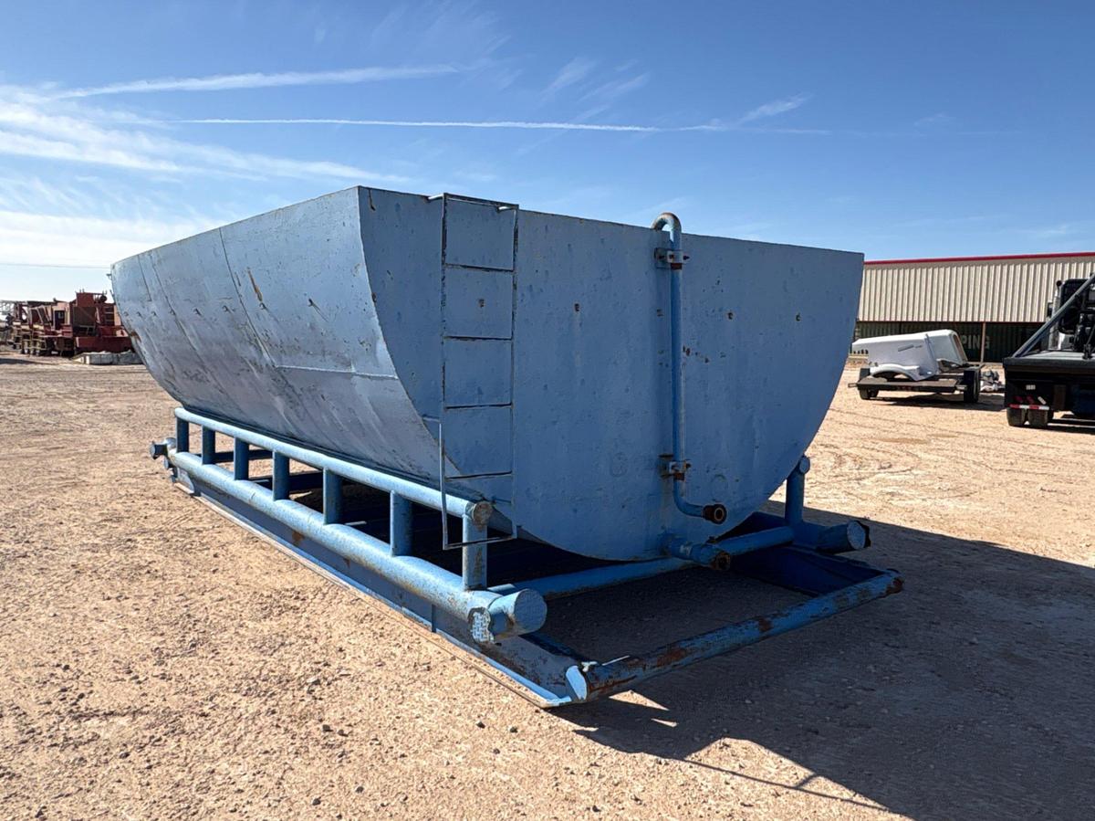 Used 17.5’ X 12’ x 6’ open top, round bottom tank, skidded