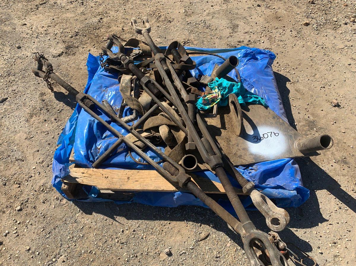 Used (3) Pallets of (15+) Turn Buckles, Spool of 3/8 Wire Rope, and 5/8 Wire Rope