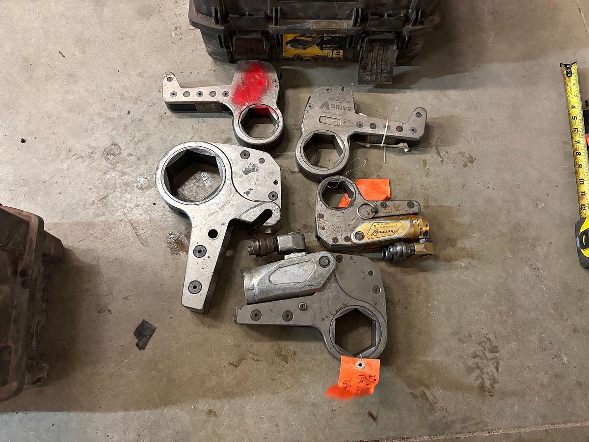 Used Set of (5) hexpro & norwolf hydraulic torque wrenches