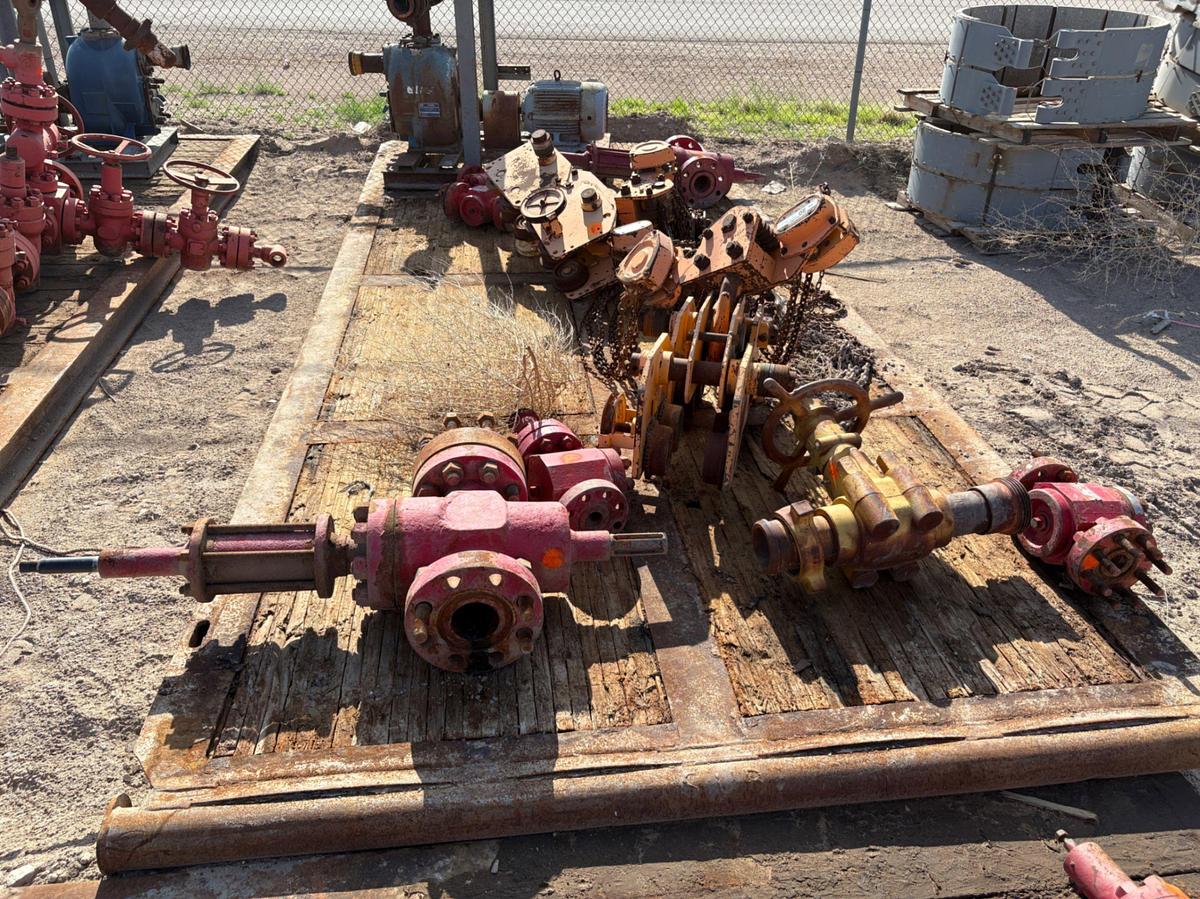 Used Assorted DSAs, gate valves, & contents of rig matting board
