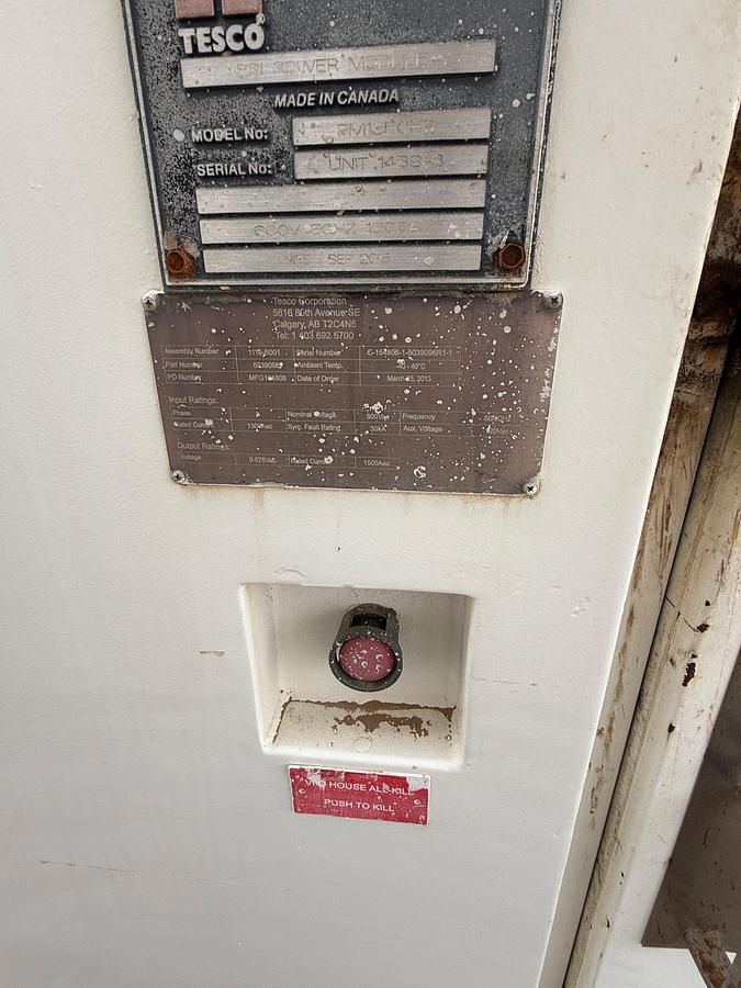 Used 2015 TESCO ESI POWER MODULE PMI1350HP TOP DRIVE POWER UNIT 600V/60HZ/1600A