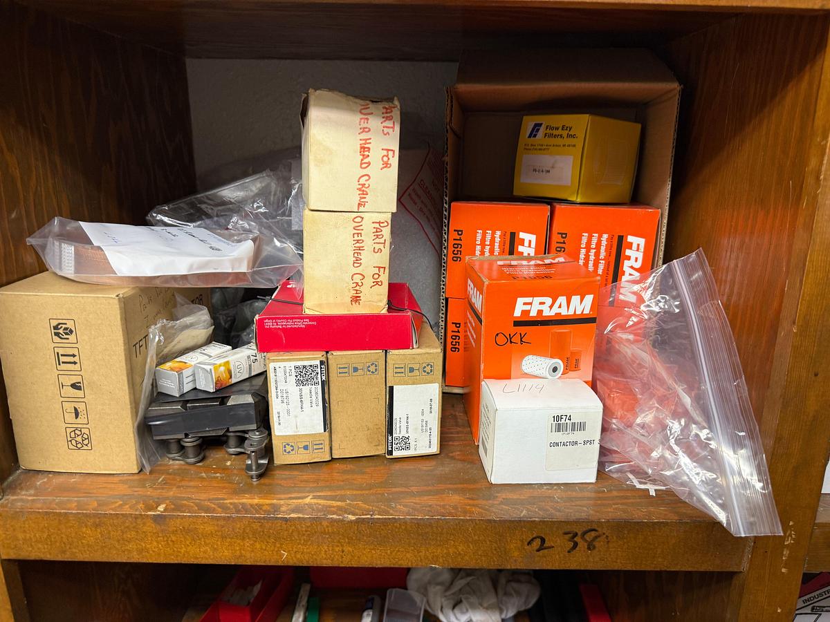 Used ROOM W/ SHELVES & (2) DOOR CABINET INCLUDES (100+) MACHINE CUTTING TOOLS, SUPPLIES, SPARE PARTS, & RELATED