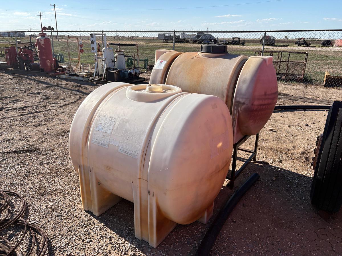 Used (1) 300 gallon fuel tank & (3) assorted size poly tanks