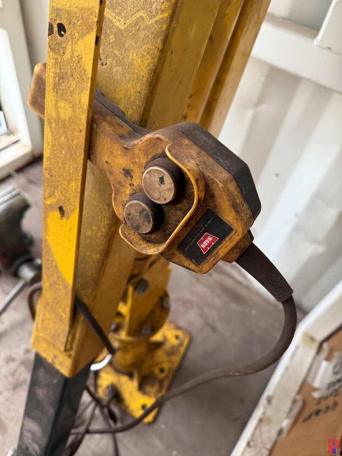 Used VESTIL 2K LBS TABLE CRANE W/ ELECTRIC WINCH & 8” JAW TABLE VICE