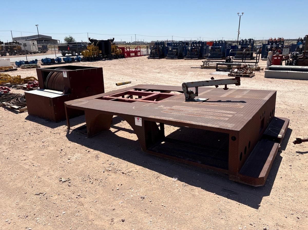 Used 11’ x 8.5’ flatbed wireline truck bed & wireline winch w/ 30”W drum