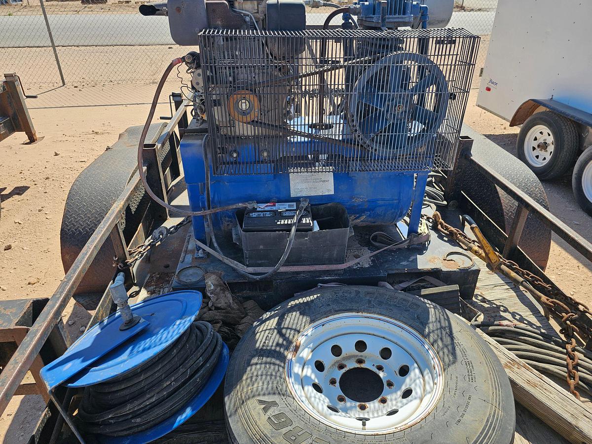 Used Portable pneumatic grease pump mtd on 12’ x 6’ shopbuilt t/a bumper pull trailer