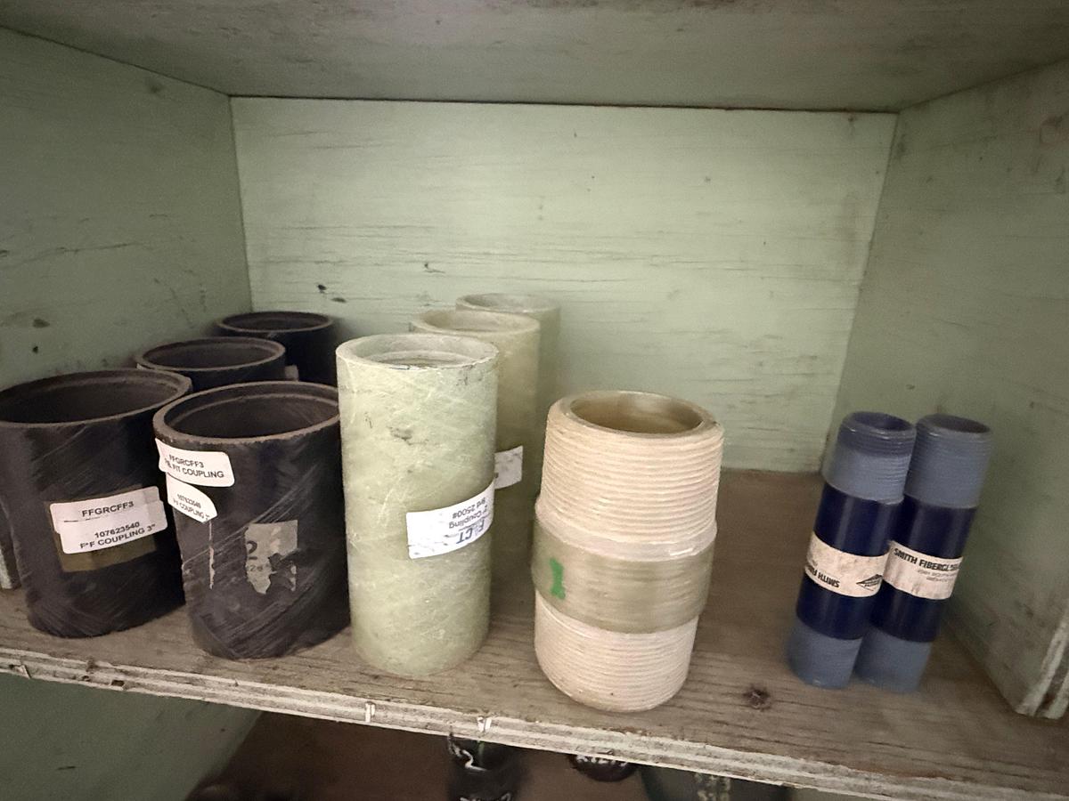 Used SECTION OF (40+) 1” THRU 6” BUTT WELD STEEL FITTINGS, (1) 20” BUTT WELD CAP, & SOME FIBERGLASS FITTINGS