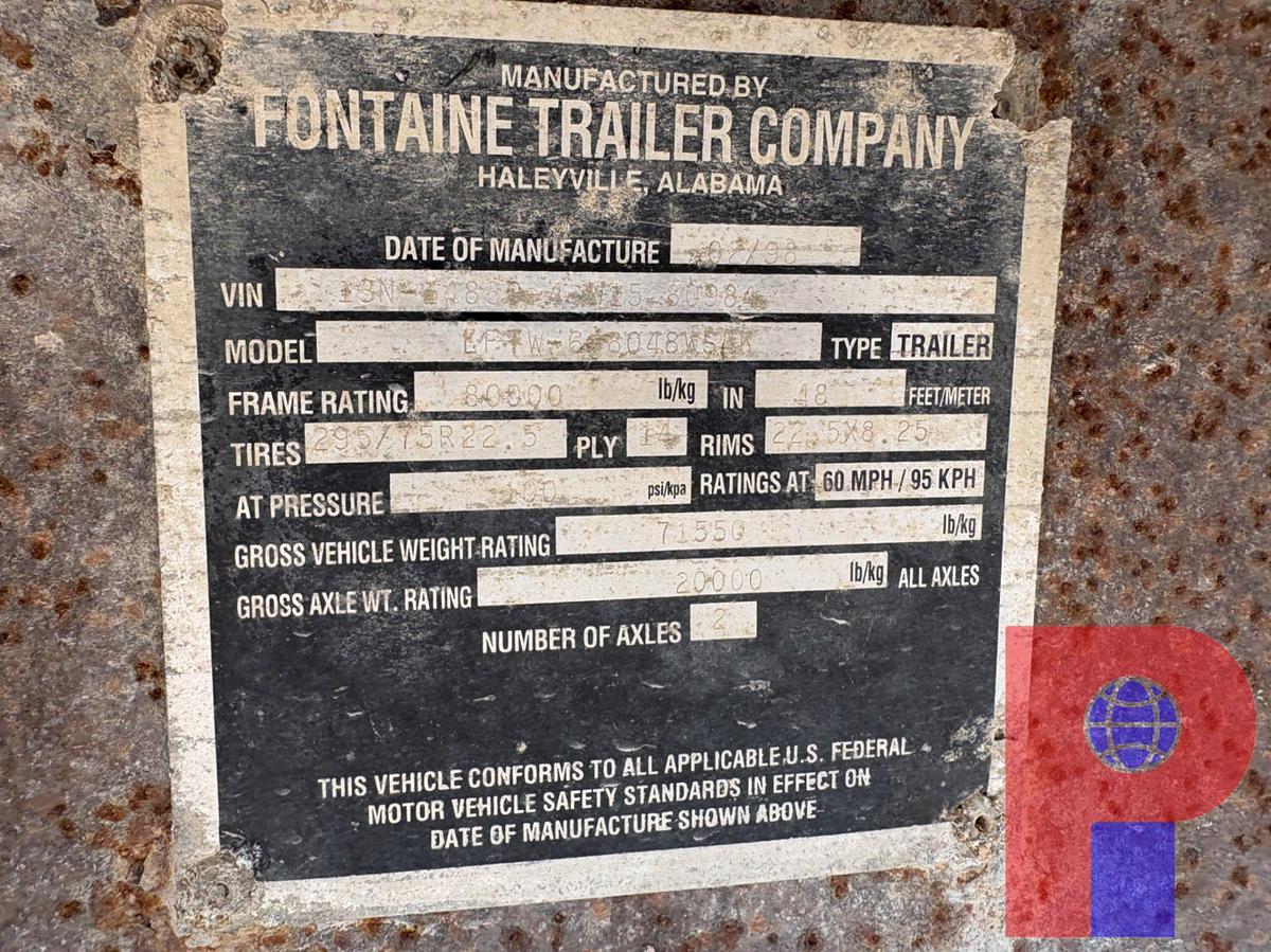 Used 1998 FONTAINE 47’ X 8’ T/A FLATBED TRAILER