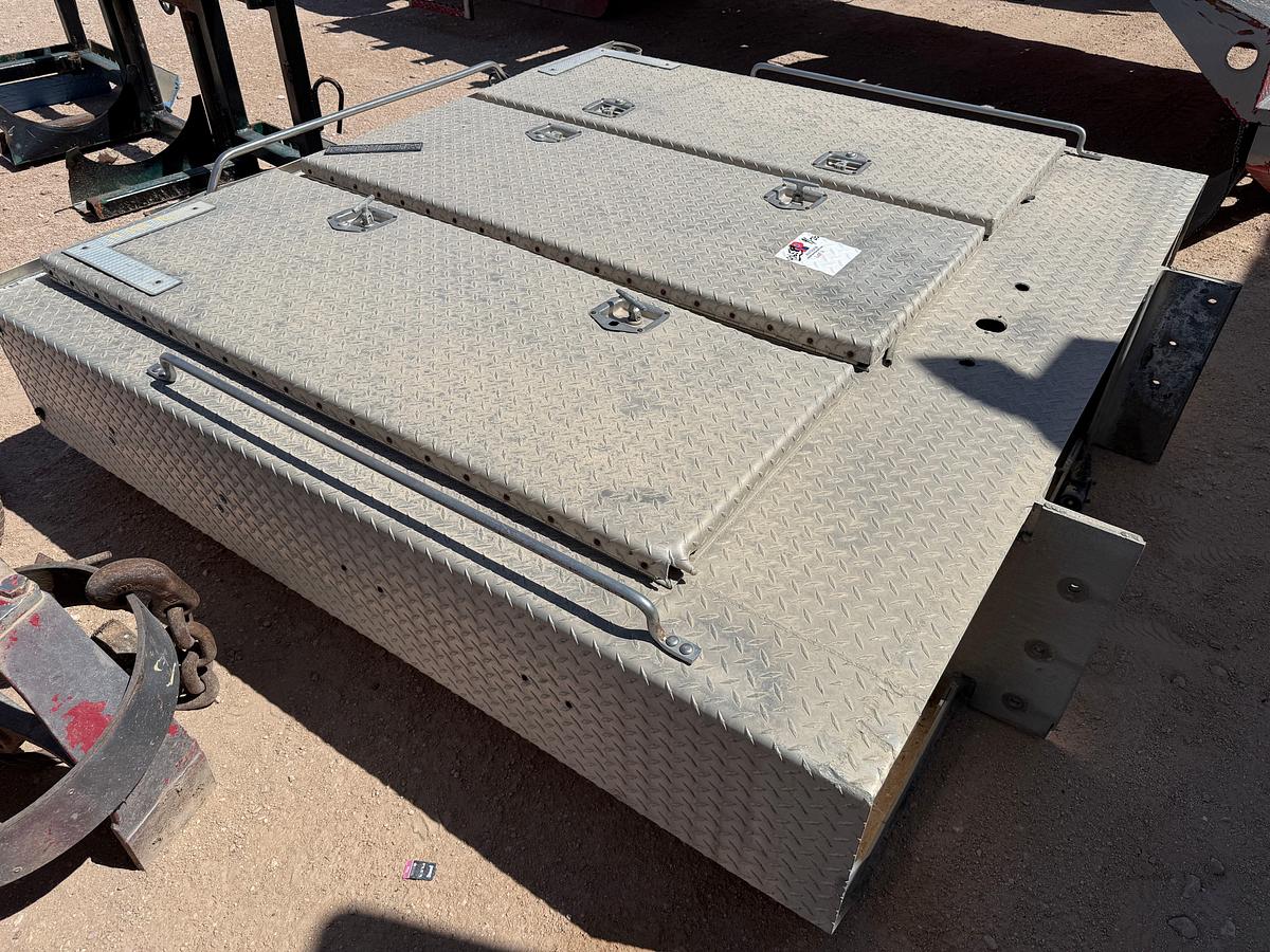 Used 6.8’W x 6’H x 1.6’D 3-DOOR ALUMINUM HEADACHE RACK