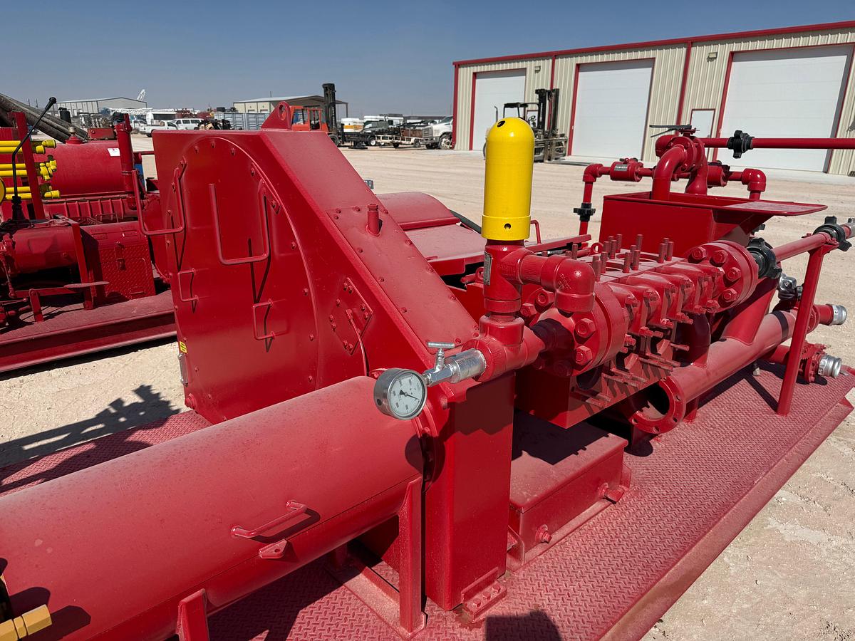 Used Tulsa triplex TT-560 triplex pump unit, skidded
