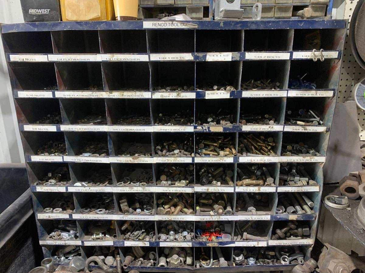 Used Bolt Bin w/ Misc Valves and Fittings