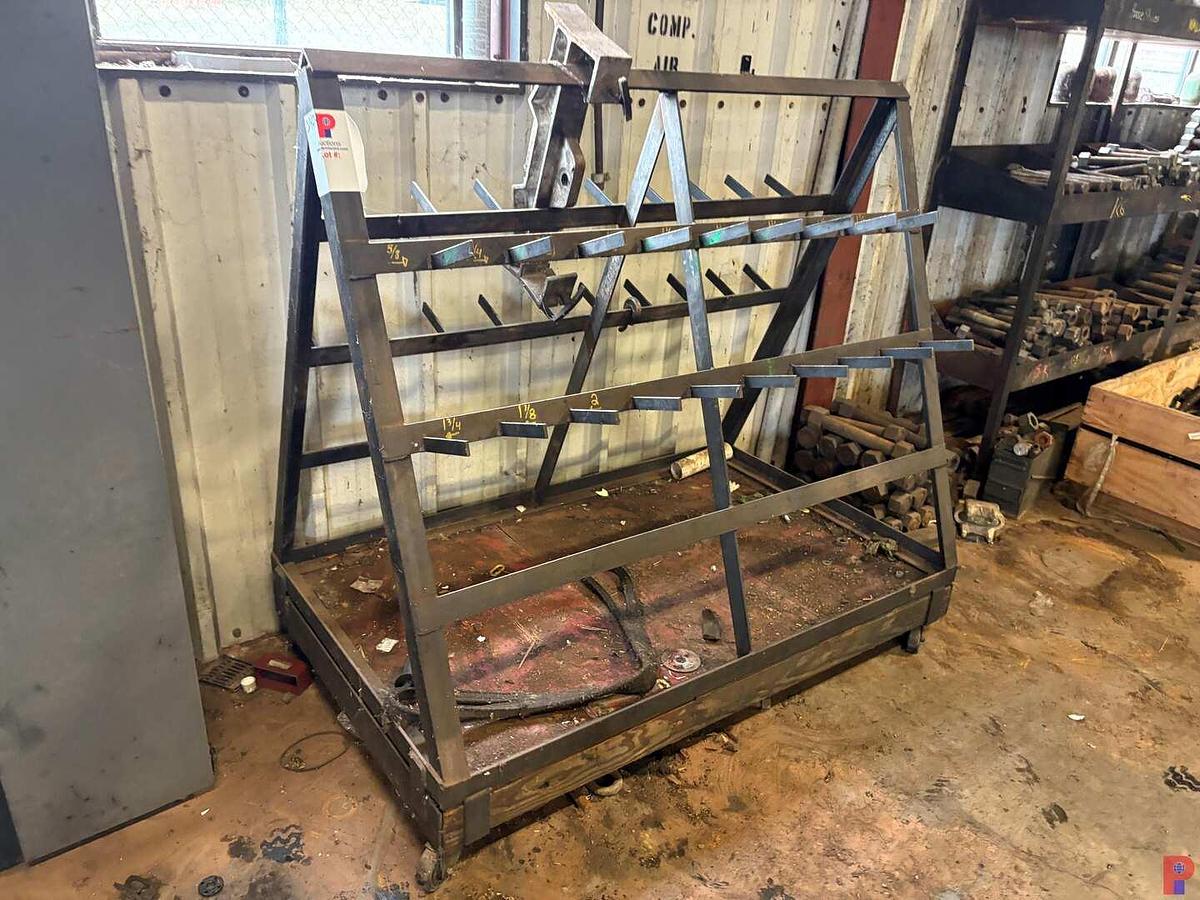 Used 5’ X 3’ X 4’ A-FRAME TOOL RACK & HUSKY 6’ STORAGE CABINET