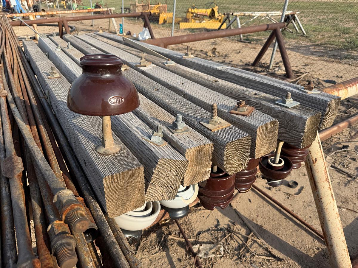 Used (4 X $) 16’L x 32” TRIANGULAR PIPE RACKS W/ PIPE STAYS (SOME RUSTED THRU ON BOTTOM)