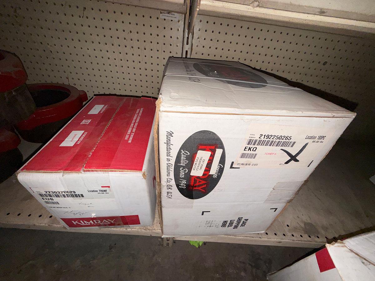 Used SECTION OF (10+) KIMRAY MOTOR VALVES, TRUNIONS, & REPAIR KITS, WSI HEAVY WALL TEES, BAIRD 125 PSI RELIEF VALVES, & RELATED