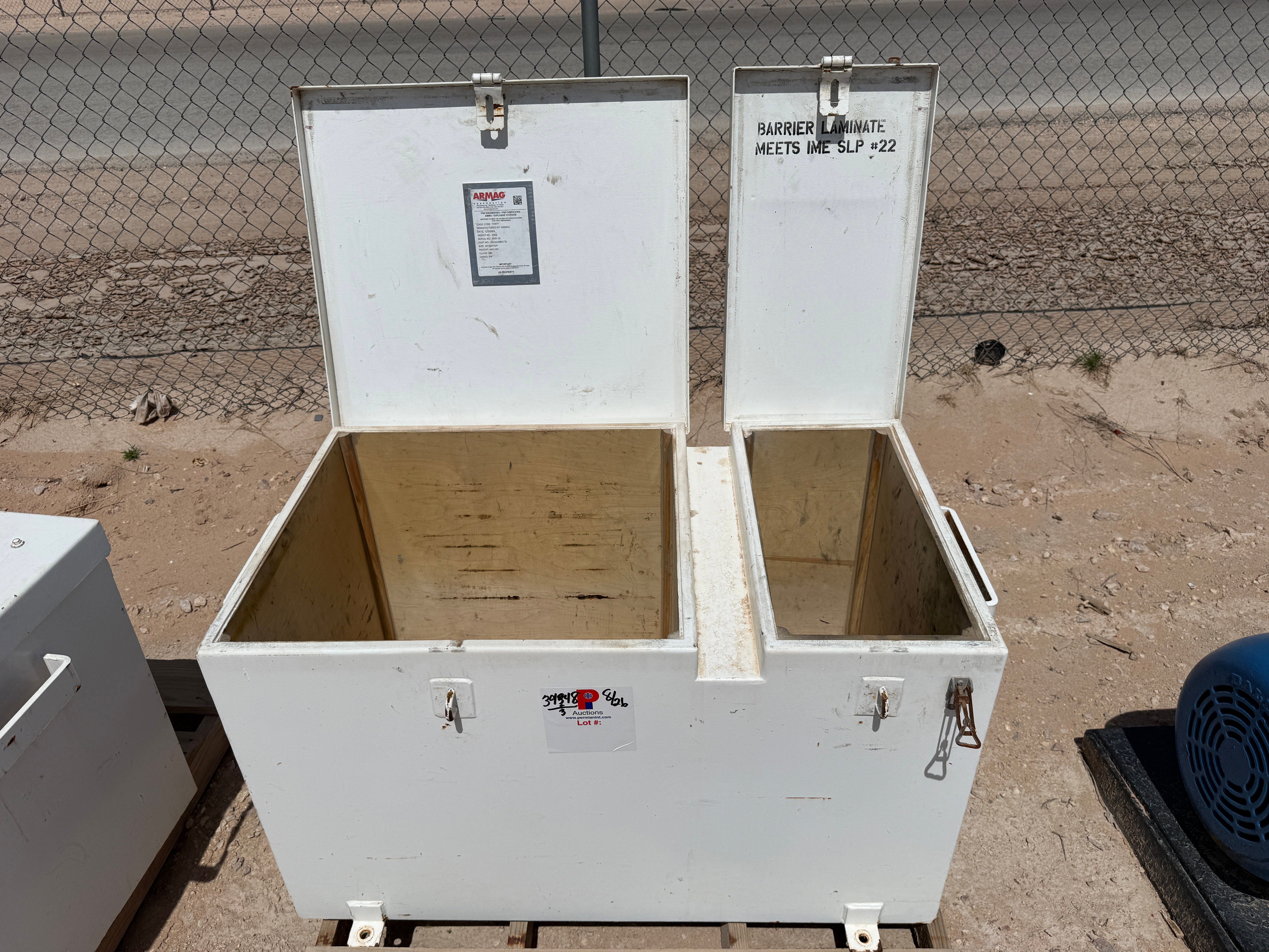 Used ARMAG CORP PRE-ENGINEERED 42”x24”x24” EXPLOSIVE STORGE BOX
