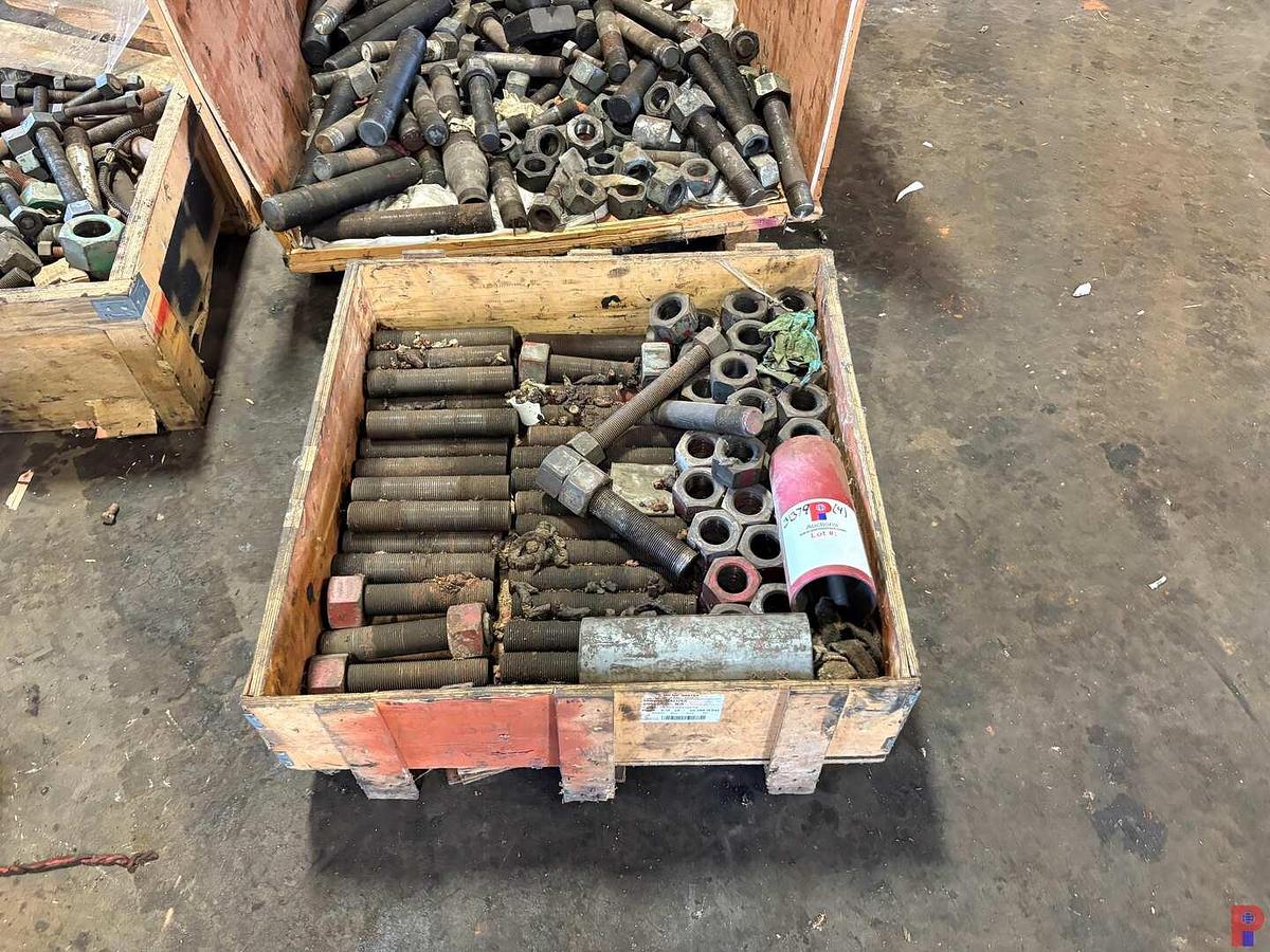 Used (4 CRATES) OF ASSORTED SIZE STUD BOLTS & NUTS, (RANGE: 1-1/2” TO 2-1/2”)
