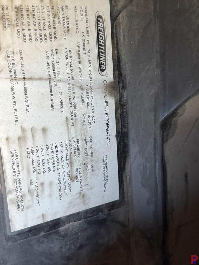 Used 2017 FREIGHTLINER CASCADIA PX125084ST TRI AXLE DAY CAB TRUCK TRACTOR