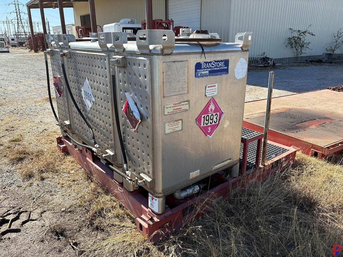 Used 8’ X 8’ HD SKID W/ (3) TRANSTORE STAINLESS STEEL TOTES