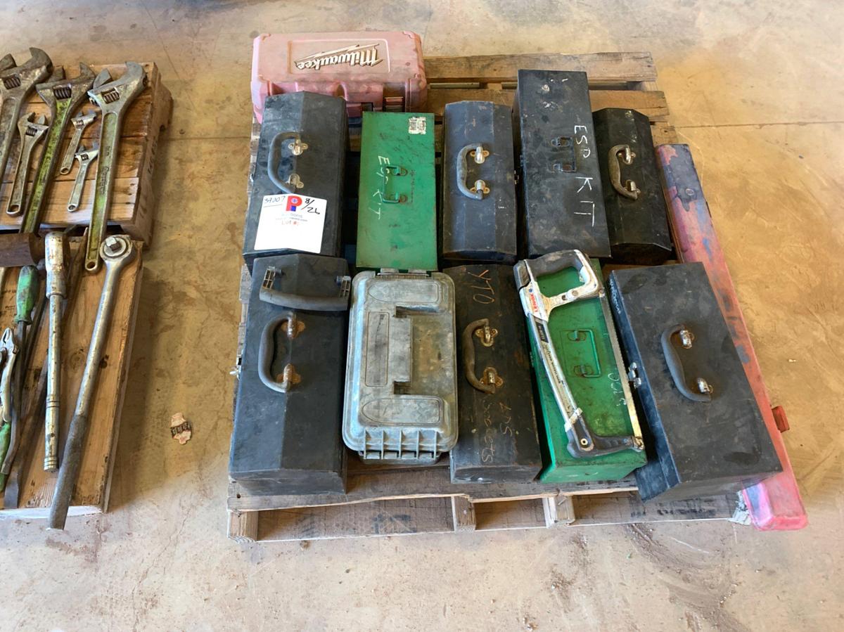 Used 2 Pallets of Wrench’s, Crescents, Hammers and Tool Boxes