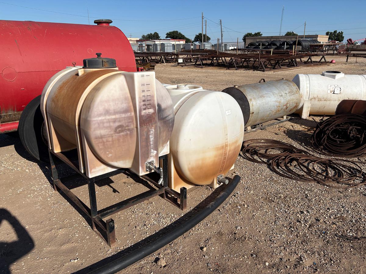 Used (1) 300 gallon fuel tank & (3) assorted size poly tanks