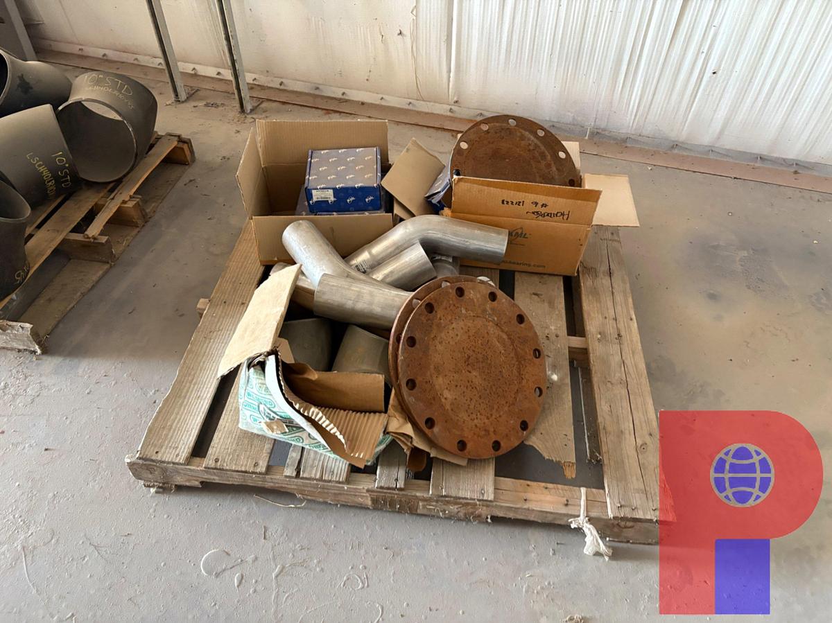 Used (5 PALLETS OF ASSORTED WELD-ON PIPE FITTINGS & (2) STORAGE RACKS