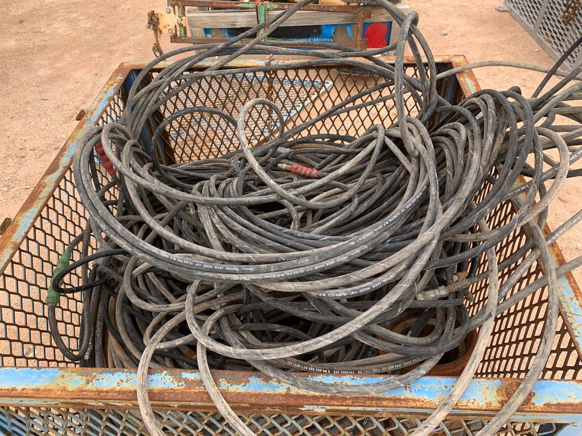 Used 4’ x 4’ x 3’ Metal Bin full of Hydraulic Hoses