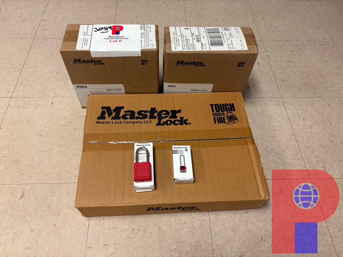 Used (3) BOXES OF UNUSED MASTER LOCK SAFETY-LOCKOUT PADLOCKS