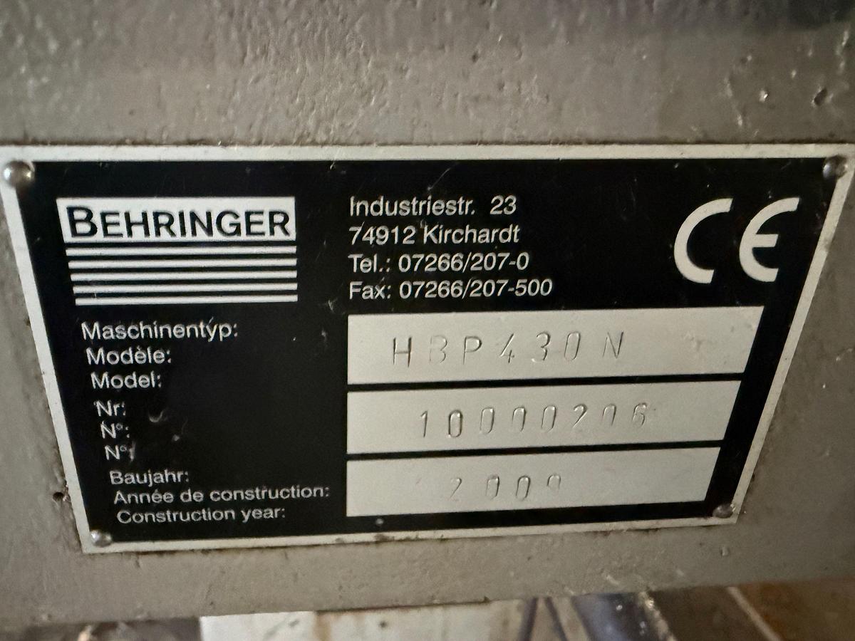 Used 2009 BEHRINGER HBP430N HORIZONTAL BANDSAW