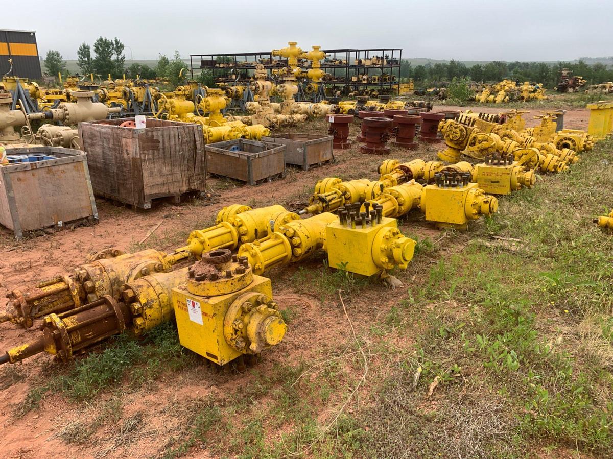 Used (8) 4-1/16 10k Studded Fluid Crosses w/ (16) 4-1/16 10k Gate Valves