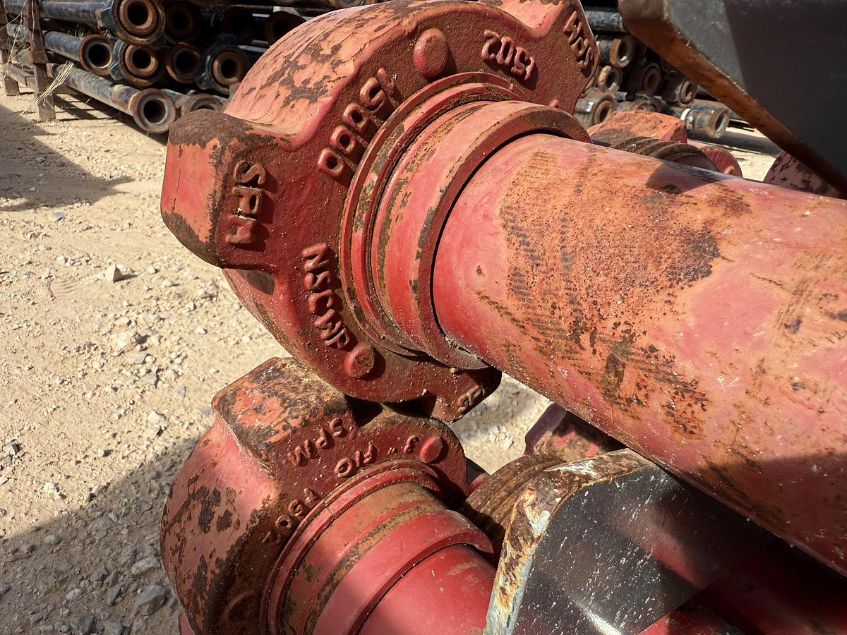 Used (24 X $) 3” X 15’L FIG 1502 15K WP FLOW IRON W/ (2) 2-TIER STACKABLE PIPE RACKS