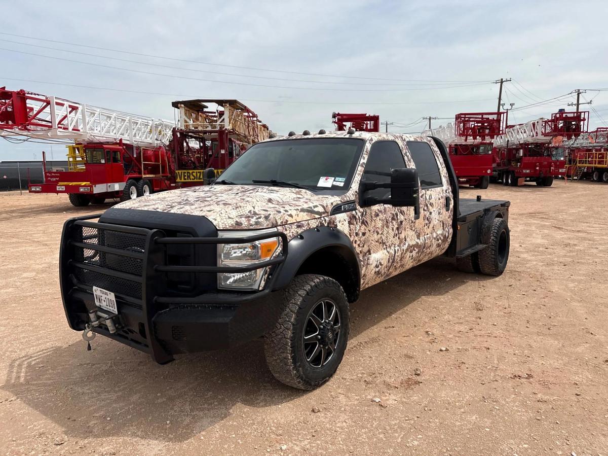 Used 2015 FORD F-350 CREW CAB FLATBED TRUCK