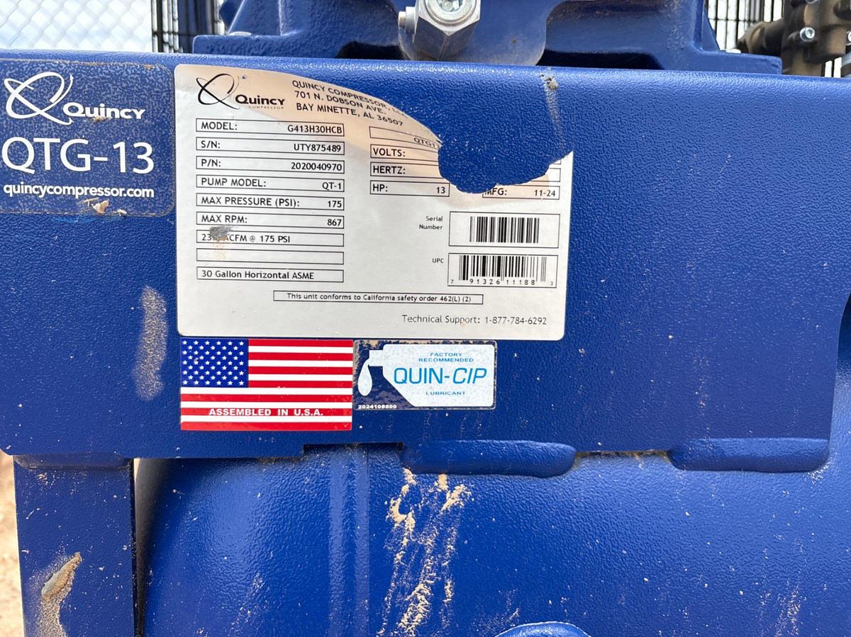Used Quincy QTG-13 23cfm air compressor