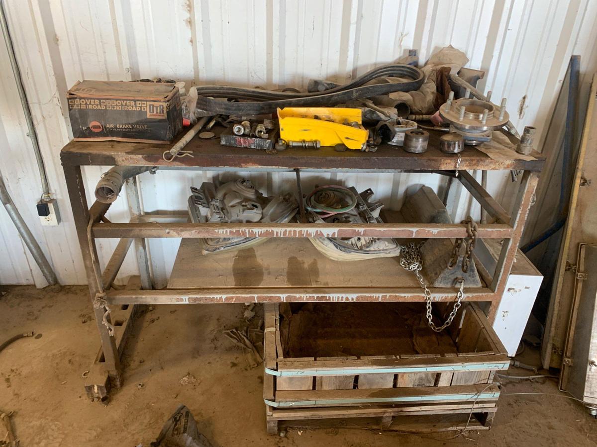 Used 5’ x 2’ x 3’ Shop Table w/ All its contents and 4 Door Locker