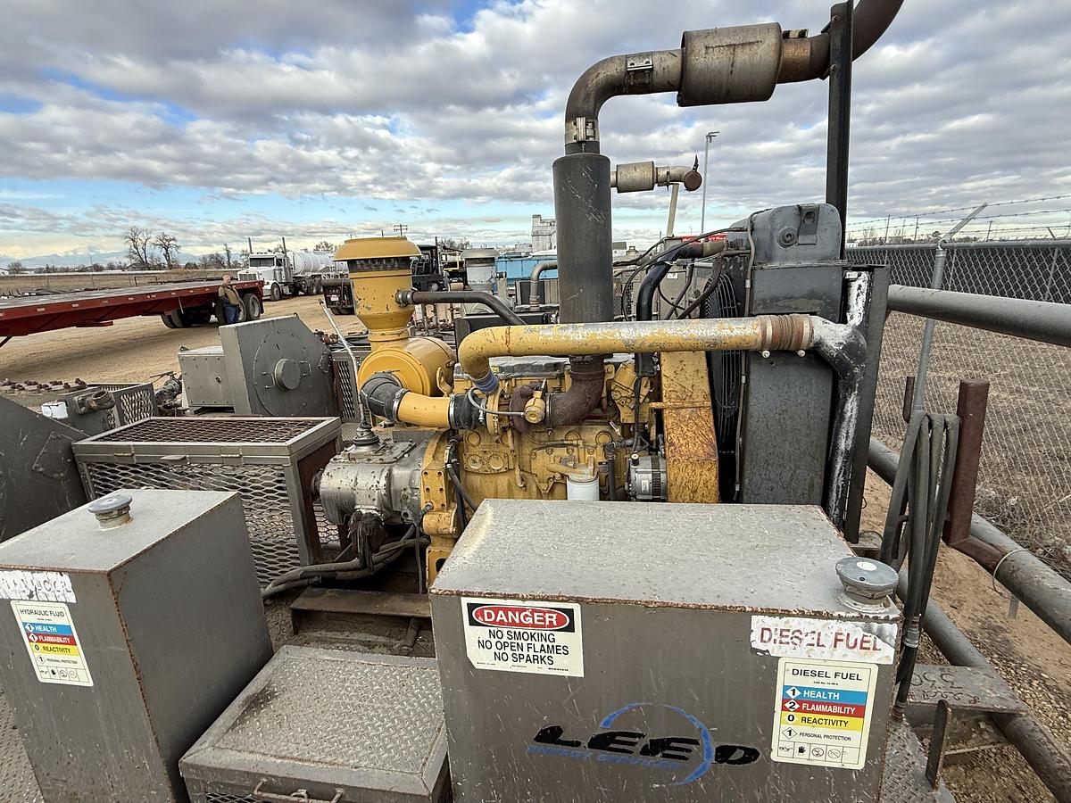 Used TULSA TT250 3K WP TRIPLEX WELL SERVICE PUMP SKIDDED P/B CATERPILLAR C9