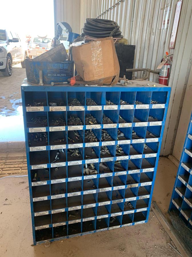 Used (2) 9 x 8 Row Bolt Bins and all Contents