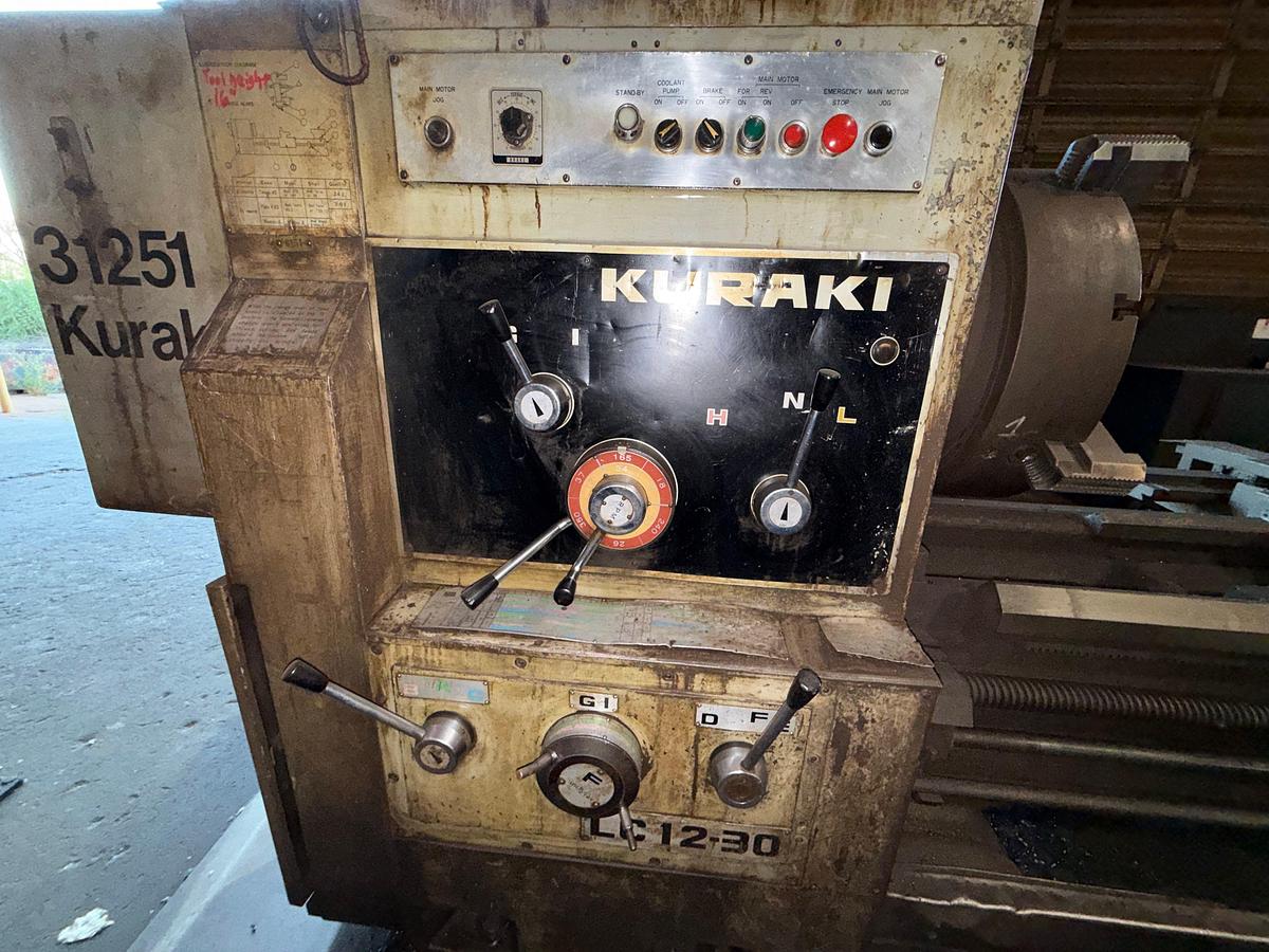 Used KURAKI LC 12-30 156”x24” TABLE HORIZONTAL MACHINE LATHE